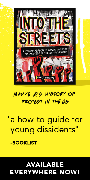 Display advertisement for the book, "Into the Streets: A Young Person's Visual History of Protest in the United States"