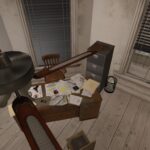 Bird's eye view of the interior of a classic noir detectives office